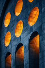 Fototapete - Intersecting golden arches against a midnight blue, a homage to classical geometry,