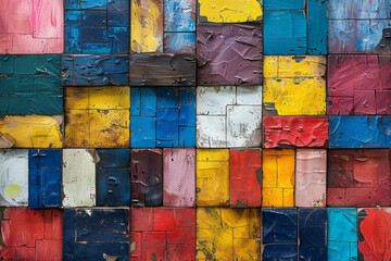 Poster - A jigsaw puzzle of colorful squares, fitting seamlessly to form a coherent whole,