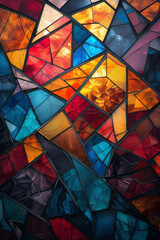 Poster - A kaleidoscope of overlapping triangles creating a mosaic of vibrant hues,