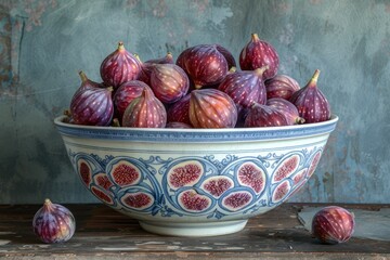 Wall Mural - Juicy fig berries in a bowl.