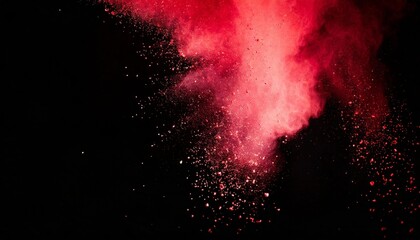 Wall Mural - black background with red abstract powder explosion