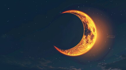 Wall Mural - eclipse: a vector illustration of a partial solar eclipse, showing the moon partially covering the s