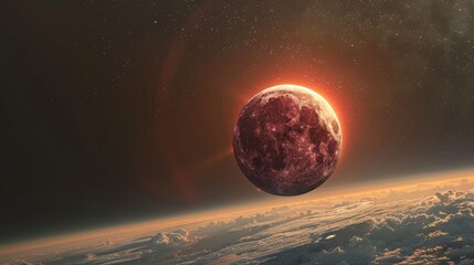 Wall Mural - eclipse: an illustration of a lunar eclipse, with the earth casting a shadow on the moon