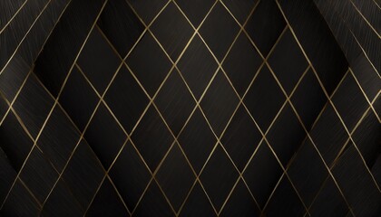 Sticker - 4k abstract luxury black grey gradient backgrounds with golden metallic striped grid geometric triangles graphic motion animation seamless dark backdrop carbon elegant wedding bg generative ai