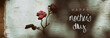 Retro mothers day greeting with roses on old wood background.