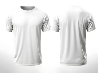 Wall Mural - T-shirt mockup. White blank T-shirt front and back views on isolated white background