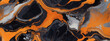 Citrine Twilight, Vibrant Orange Marble Texture with Undertones of Black, Bathed in Twilight Hues.