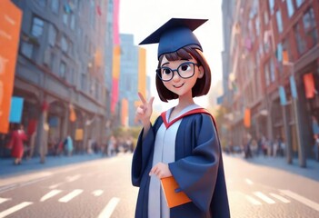 Wall Mural - young graduate in cap and gown