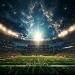b'American football stadium with bright lights and empty seats'