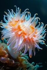 Wall Mural - b'A beautiful sea anemone with long, flowing tentacles.'