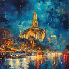 Wall Mural - b'Thailand Bangkok cityscape illustration'