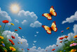 Sorgenfrei und frisch verliebt die Welt erkunden, ein glückliches fliegendes Schmetterling Paar in freier Natur