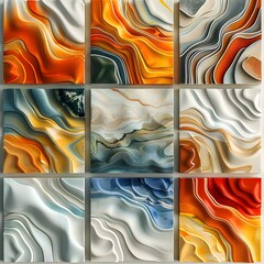 Poster - Vibrant Ceramic Tile Patterns Abstract Geometric Backgrounds for Design and Decor