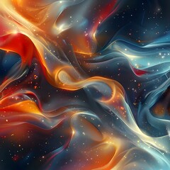 Poster - Captivating Abstract Digital Art with Swirling Cosmic Energy and Vibrant Fluid Motions