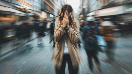 A Woman Overwhelmed by the City