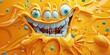Vector crazy cartoon character illustration.Smile smiley techno faces melting acid 16k ultra HD resolution.