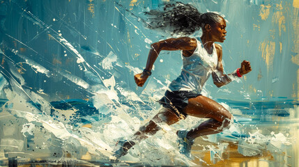 Wall Mural - A painting depicting the strength and endurance of a marathon runner.