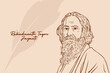 Rabindranath Tagore Jayanti vector illustration. A well-known poet, writer, playwright, composer, philosopher, social reformer and painter from India.