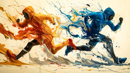 Wall Mural - A painting depicting the strength and endurance of a marathon runner.