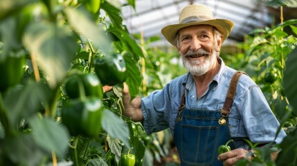 Canvas Print - Smiling Farmer in the Greenhouse