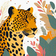Flat Design Illustration Of African Leopard