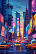 Times Square - NYC scene in flat graphics