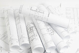 Fototapeta Mapy - Architectural plan. Engineering house drawings and blueprints.	