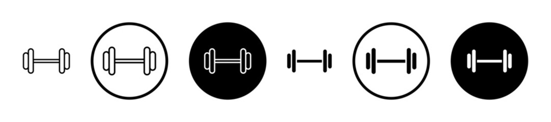 gym vector icon set. dumbbell weight vector icon. fitness strength exercise weight fit dumbbell sign