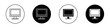 Computer Screen icon set. desktop pc monitor vector symbol. computer display sign. tv screen icon. led television screen line icon in black filled and outlined style.