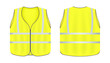 © StudioGraphic - Safety vest jacket, isolated security, traffic and worker uniform wear. Realistic reflective vest front and back view safety jacket. Vector illustration