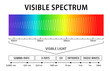 © StudioGraphic - Visible light diagram. Color electromagnetic spectrum, frequency of light waves. Physics education school vector background. Electromagnetic spectrum visible to the human eye. Vector illustration