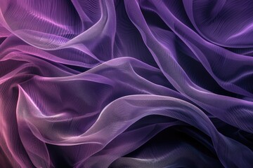 Waves of purple silk fabric with a smooth texture creating an abstract and luxurious visual