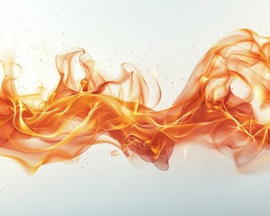 Orange translucent fire-like wave on white background