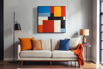 Wall Mural - Modern geometric artwork against a clean white canvas, evoking sophistication