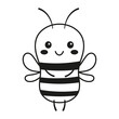 outline cartoon bee isolated