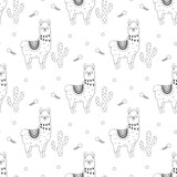 Fototapeta  - outline pattern with cartoon llama