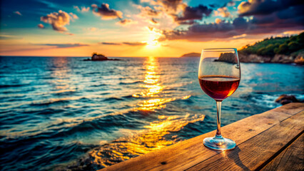 Wall Mural - Glass of wine on the background of the sky
