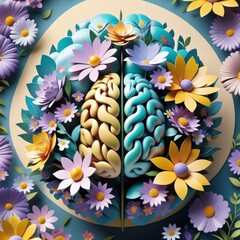 Poster - 3d render of a creative background with colorful abstract floral pattern