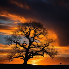 Sticker - tree at dawn with dramatic clouds