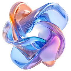 Aufkleber - Fluid round 3D shape of liquid splash of holographic glass in motion. Iridescent liquid sphere.