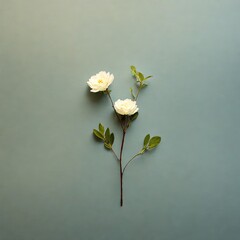 Wall Mural - white and blue camellia flower on green