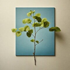 Canvas Print - green leaves with blank wall