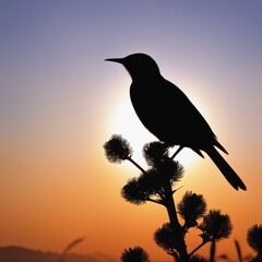 Sticker - silhouette of a bird on background sunset