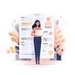 Minimalist UI illustration of HR Managerin a flat illustration style on a white background with bright Color scheme, dribbble, flat vector