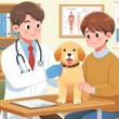 dog at the veterinarian illustration