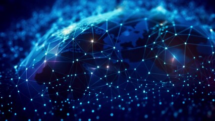 Aufkleber - Worldwide network connection, digital telecommunication, big data, digital transformation, cloud computing, IoT, cryptocurrency, blockchain. Metaverse digital world planet cyber Earth	