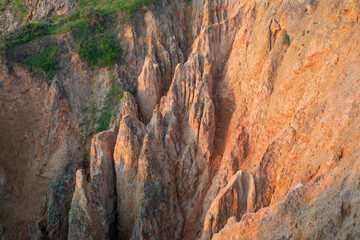 Wall Mural - The hills are dry because of water erosion. There are no trees and a blue sky. Climate change
Erosion of the land.
Desert landscape of the arid plateau, Spain