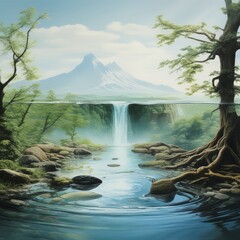 Wall Mural - waterfall in the forest