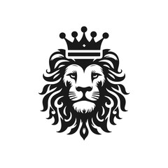 Wall Mural - Lion in crown logotype vector silhouette on white background