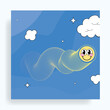 abstract groovy snake in blue sky vector background 
